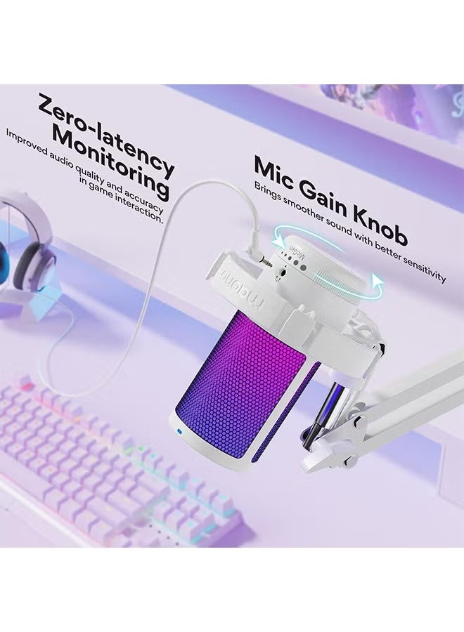 MAONO USB Gaming Microphone with Noise Cancellation, Computer PC Condenser Mic with RGB Light, Mute, Gain, Monitoring for Streaming, Podcast, YouTube, Twitch, Discord, PS5/4, GamerWave DGM20S - Image 5